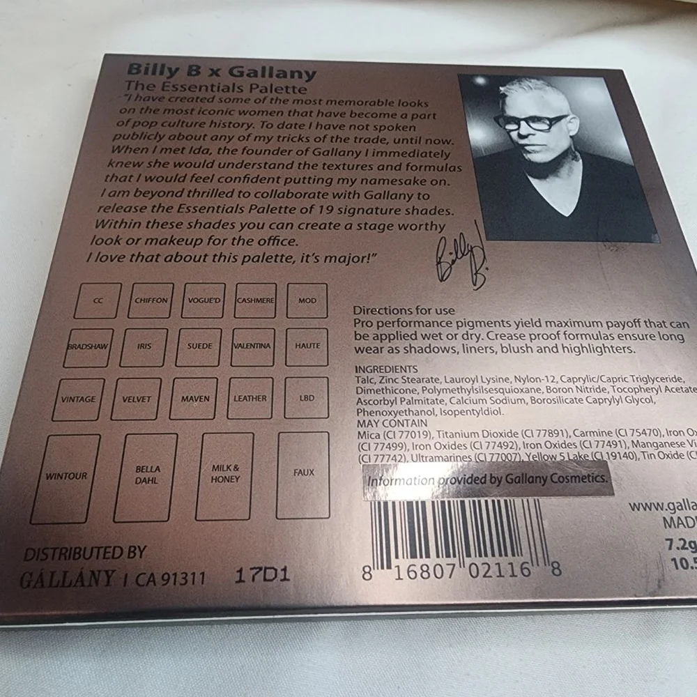 Billy B X Gallany Eyeshadow and Face Palette. New